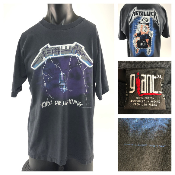 vintage metallica ride the lightning t shirt